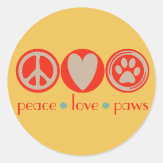 Peace Love Paws Ronde Sticker