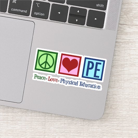 Peace Love PE Physical Education Teacher Sticker (Detail)