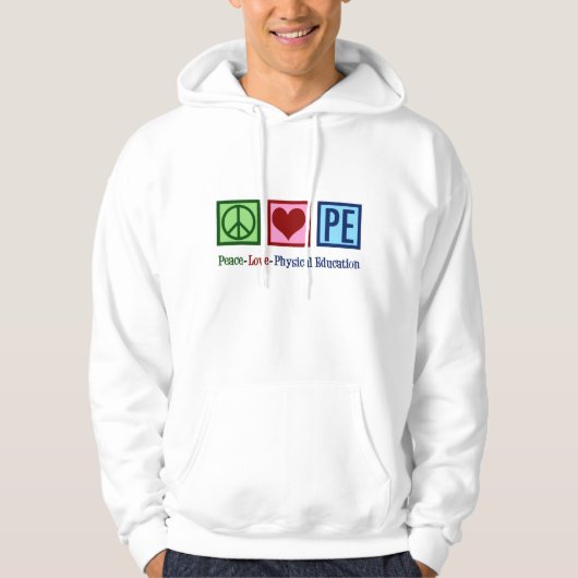 Peace Love PE Teacher Hoodie (Voorkant)