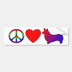 Peace Love Pembroke Welsh Corgis Bumpersticker