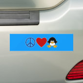 Peace Love Penguin Baby T-shirts, Mokken Bumpersticker (Op auto)