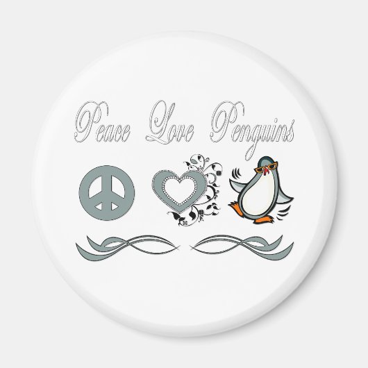 Peace Love Penguins Magneet (Voorkant)