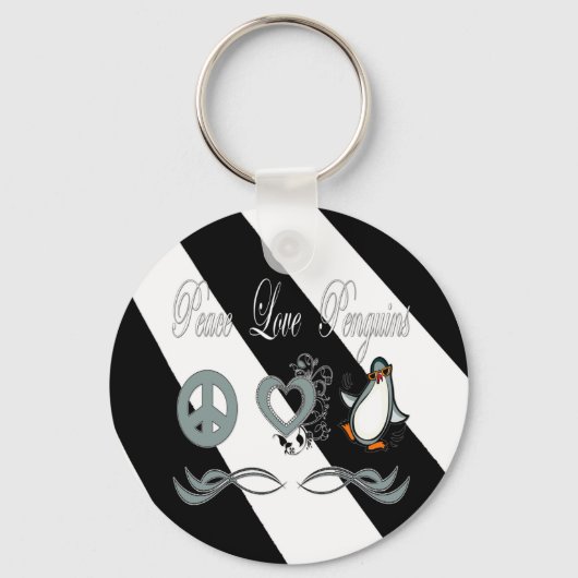 Peace Love Penguins Sleutelhanger (Voorkant)