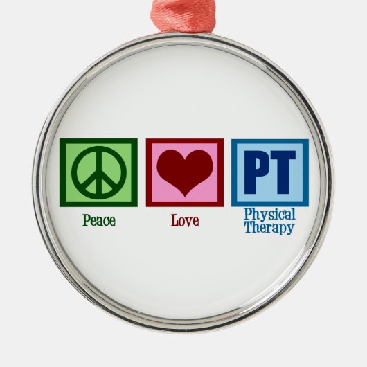 Peace Love Physical Therapist Metalen Ornament (Voorkant)