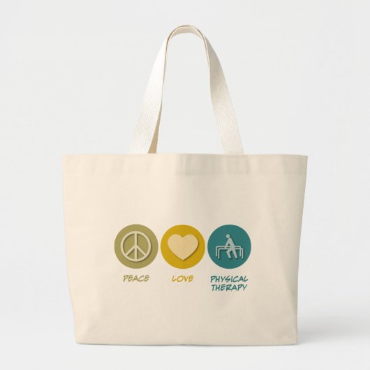 Peace Love Physical Therapy Grote Tote Bag (Voorkant)