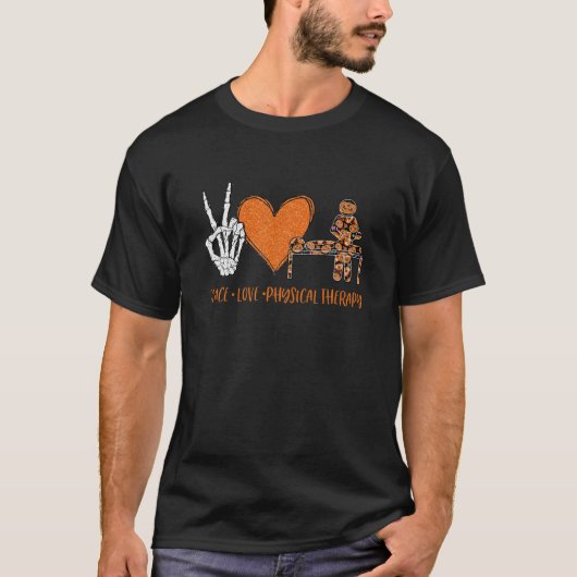 Peace Love Physical Therapy Halloween Costume Skel T-shirt (Voorkant)