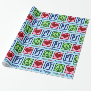 Peace Love Physical Therapy Kerstmis Cadeaupapier