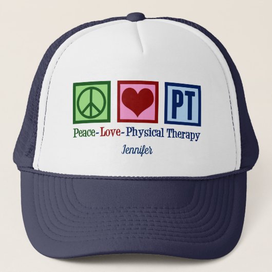 Peace Love Physical Therapy Personalized PT Trucker Pet (Voorkant)