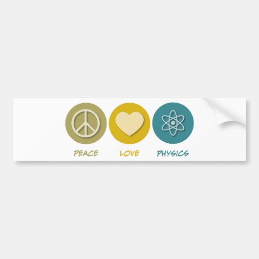 Peace Love Physics Bumpersticker (Voorkant)