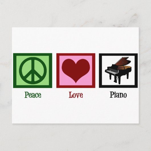Peace Love Piano Briefkaart (Voorkant)