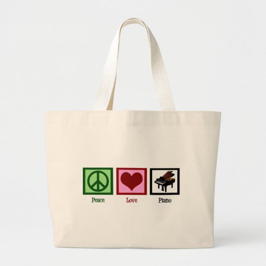 Peace Love Piano Grote Tote Bag (Voorkant)