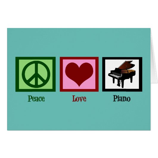 Peace Love Piano Teacher Carte de vacances (Devant horizontal)