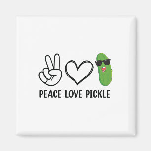 Peace Love Pickle Dancing Cucumber Pickle Food Squ Magneet