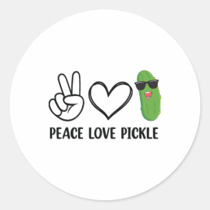 Peace Love Pickle Dancing Cucumber Pickle Food Squ Ronde Sticker