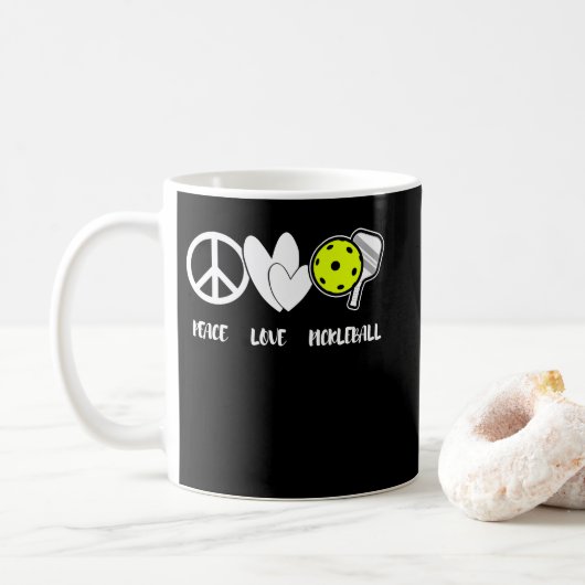 Peace Love Pickleball Funny Pickleball Paddle Koffiemok (Met donut)