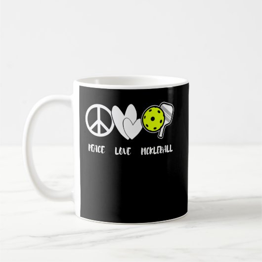 Peace Love Pickleball Funny Pickleball Paddle Koffiemok (Links)