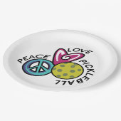 Peace Love Pickleball Papieren Bordje (Gekanteld)