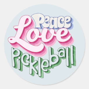 Peace Love Pickleball Ronde Sticker
