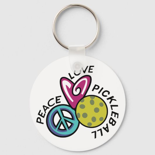 Peace Love Pickleball Sleutelhanger (Voorkant)