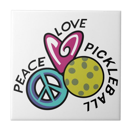 Peace Love Pickleball Tegeltje (Voorkant)