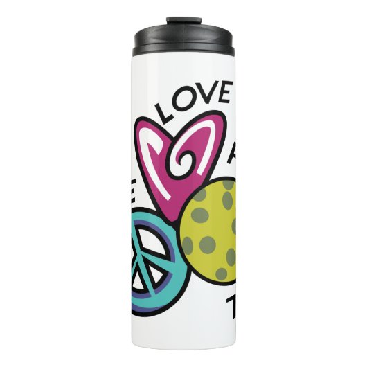Peace Love Pickleball Thermosbeker (Voorkant)