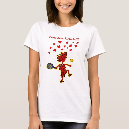 Peace Love Pickleball Valentijn T-Shirt (Voorkant)
