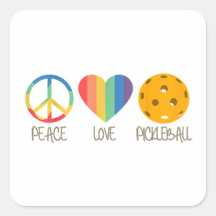 Peace Love Pickleball Vierkante Sticker