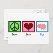 Peace Love Pigs Briefkaart (Voorkant / Achterkant)