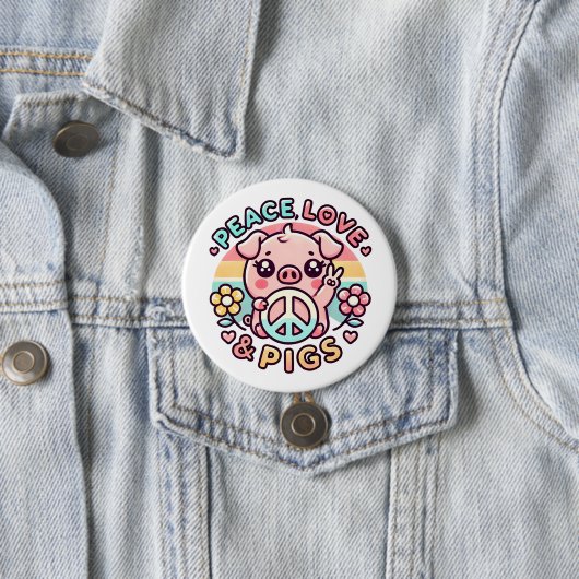 Peace Love & Pigs Button (In situ)