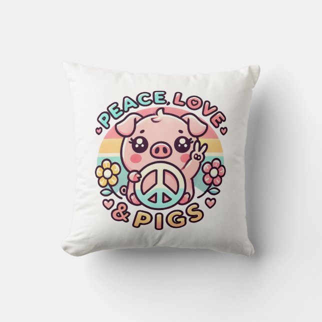Peace Love & Pigs Coussin (Recto)