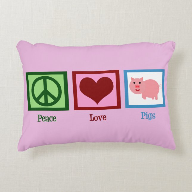 Peace Love Pigs Decoratief Kussen (Voorkant)