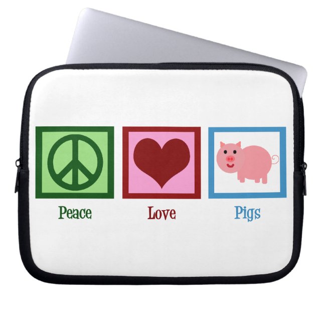 Peace Love Pigs Laptop Sleeve (Voorkant)