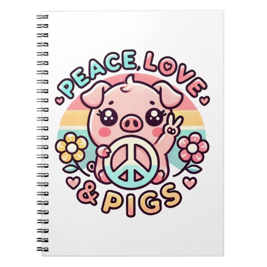 Peace Love & Pigs Notitieboek (Voorkant)