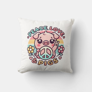 Peace Love & Pigs Pillow Kussen