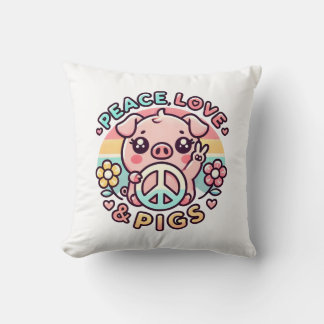 Peace Love & Pigs Pillow Kussen