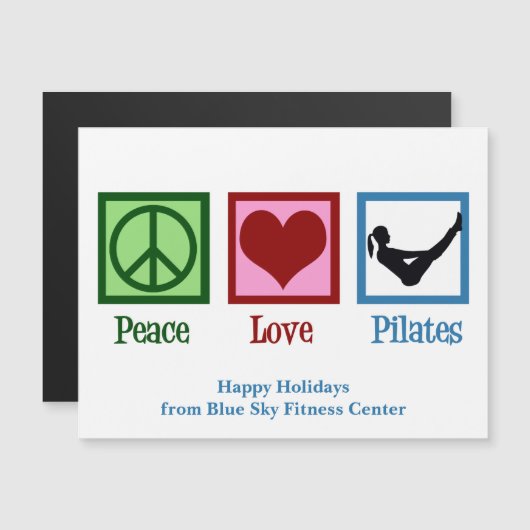 Peace Love Pilates Custom Kerstmagneet Kaart (Voorkant / Achterkant)