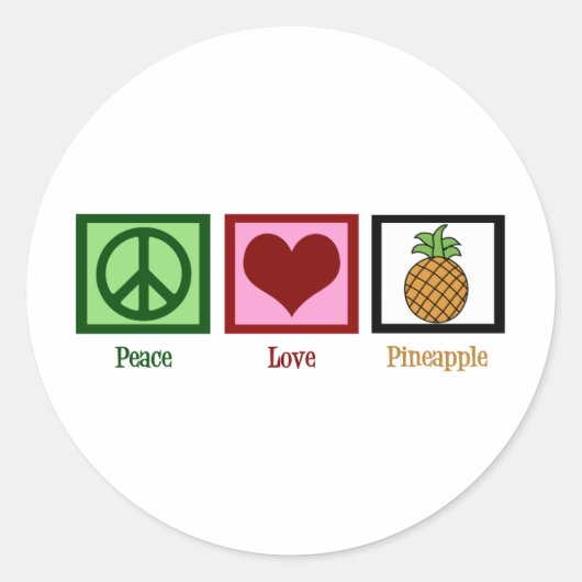 Peace Love Pineapple Ronde Sticker (Voorkant)