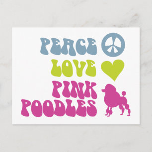Peace Love Pink Poodles briefkaart, aanpassen Briefkaart