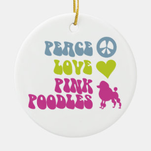 Peace Love Pink Poodles ornament, aanpassen Keramisch Ornament