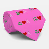 Peace Love Pink Ribbon T shirten, Mokken Stropdas (Opgerold)