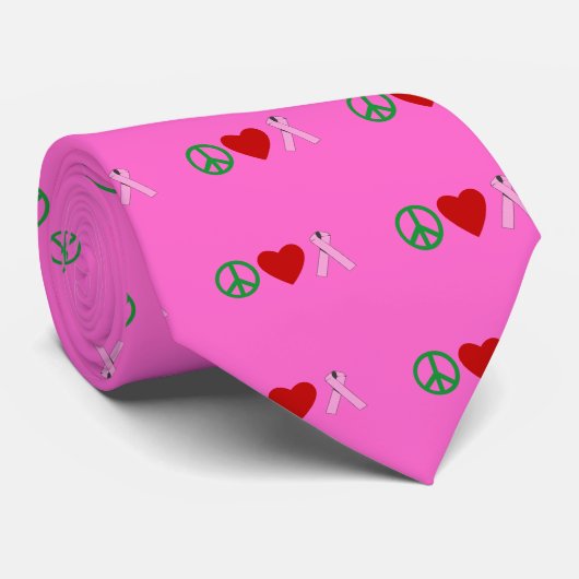 Peace Love Pink Ribbon T shirten, Mokken Stropdas (Opgerold)