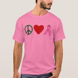 Peace Love Pink Ribbon T shirten, Mokken T-shirt