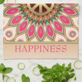 Peace Love Pink Sunflower Tea Towel Theedoek (Gevouwen)