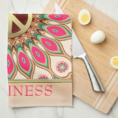 Peace Love Pink Sunflower Tea Towel Theedoek (Quarter Fold)