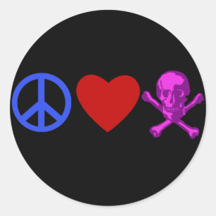 Peace Love Pirates T-shirts, Mokken, cadeaus Ronde Sticker