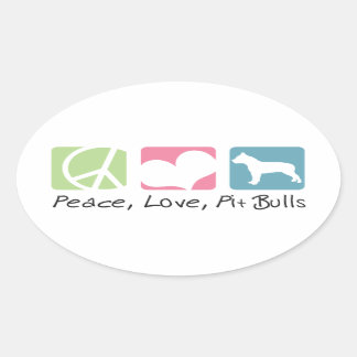 Peace Love Pit Bulls Ovale Sticker