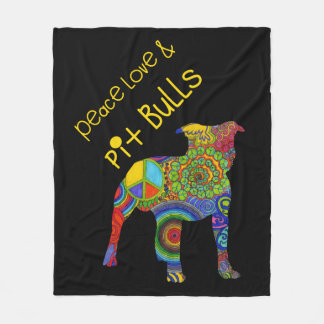 "Peace Love & Pit Bulls"-Pop Art Fleece Blanket Deken
