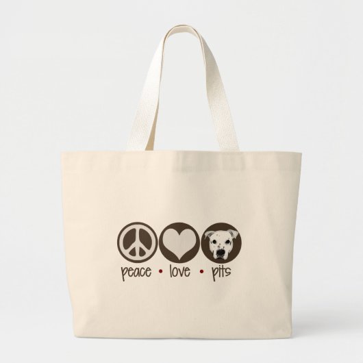 Peace Love Pits Grote Tote Bag (Voorkant)