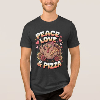 Peace Love & Pizza - Grappige Thanksgiving Humor Tri-Blend Shirt