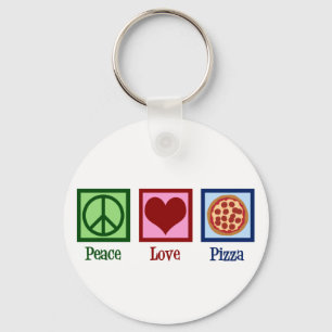Peace Love Pizza Sleutelhanger